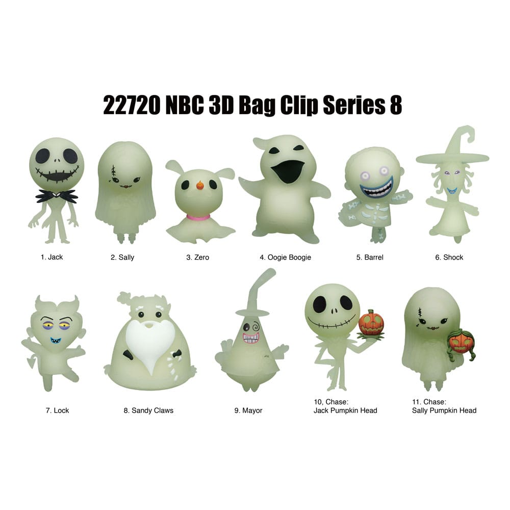 Nightmare Before Christmas 3D PVC Bag Clips Glow in the Dark Series 8 Display (24)