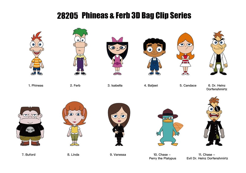 Phineas and Ferb 3D Foam Bag Clips Series 1 Display (24) P067702