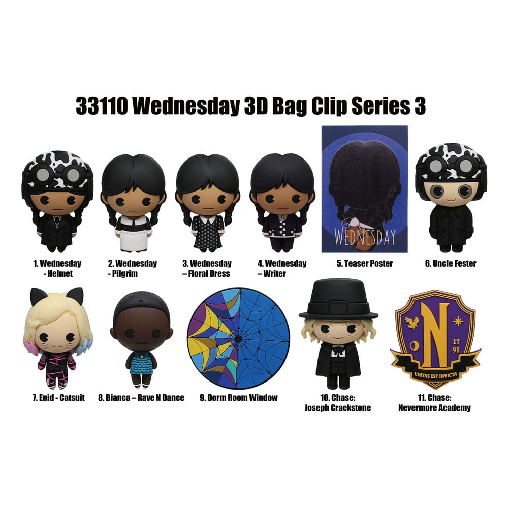 Wednesday  3D PVC Bag Clips Series 3 Display (24) P051309