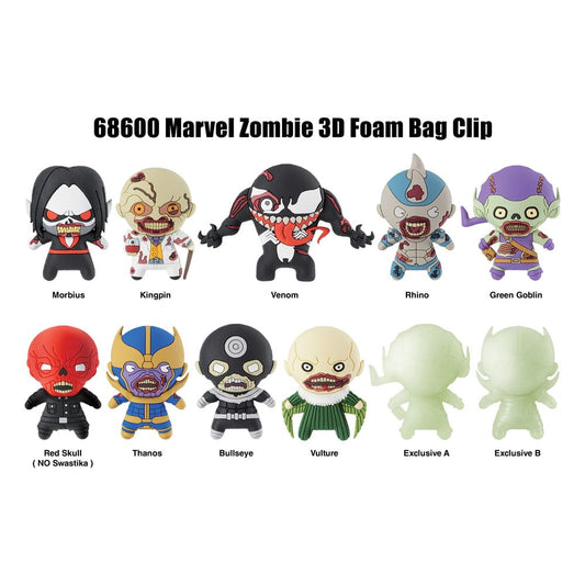 Marvel 3D PVC Bag Clips  Series 1 Zombies Display (24) P051462