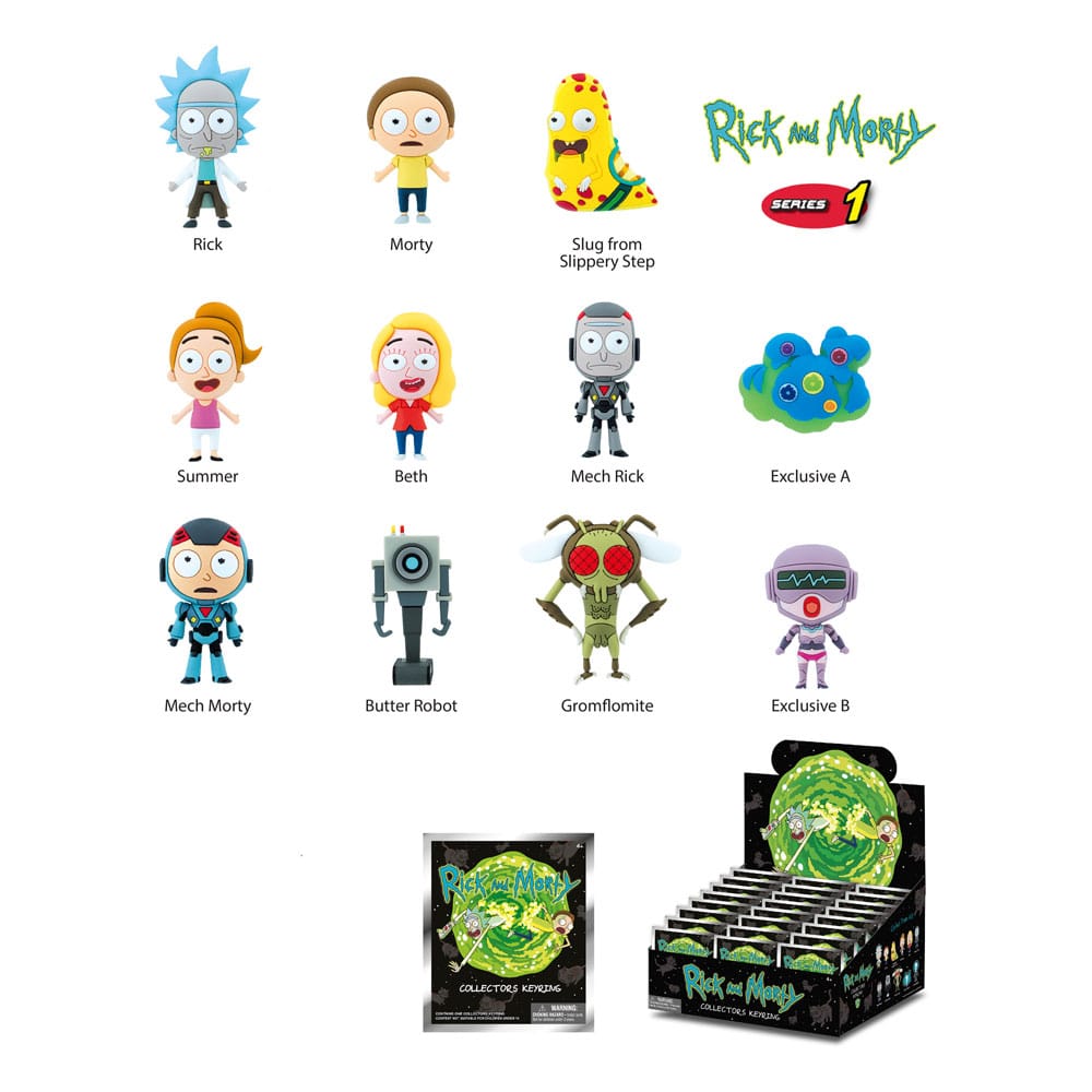 Rick and Morty 3D PVC Bag Clips Series 1 Display (24) P051585