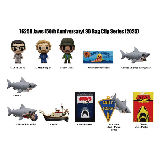 Jaws 3D PVC Bag Clips 50th Anniversary Series 1 Display (24) P051603