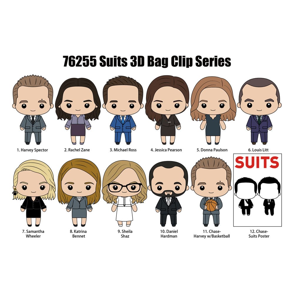 Suits 3D PVC Bag Clips Series 1 Display (24) P051604