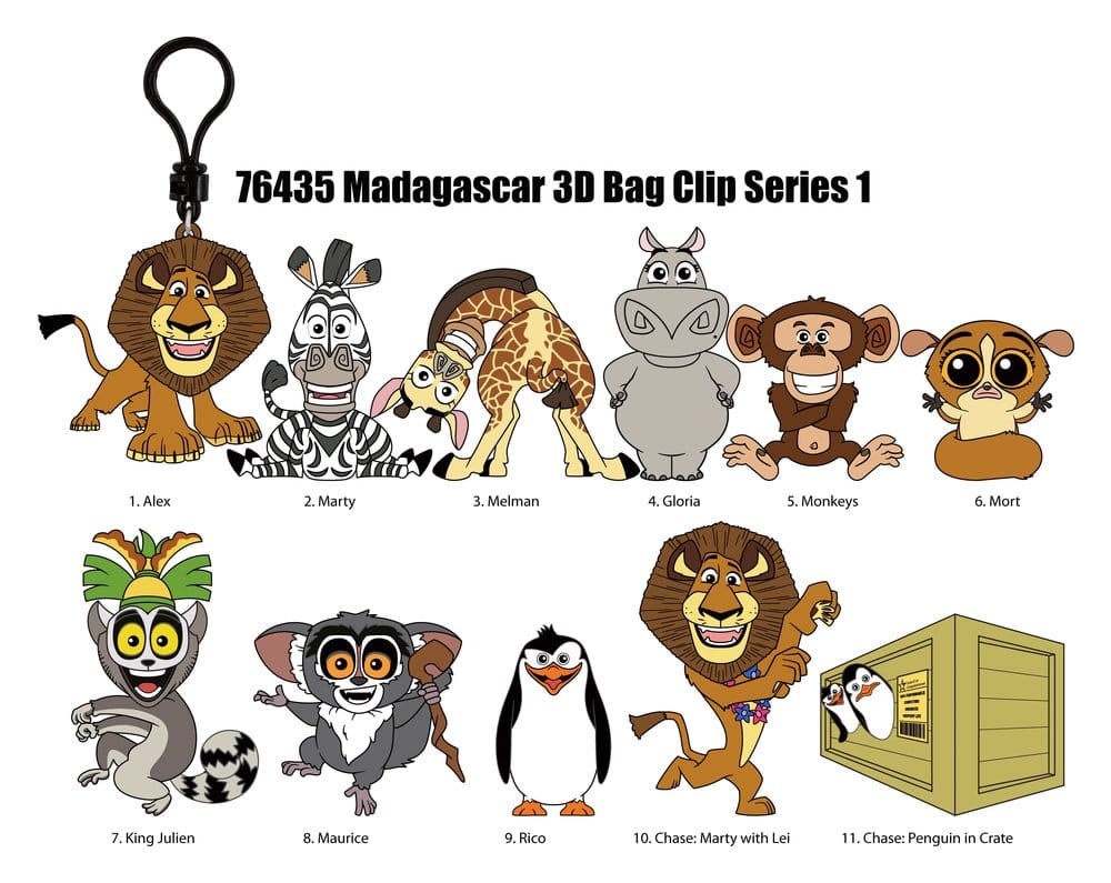 Madagascar 3D Foam Bag Clips Serie 1 Display (24) P074616