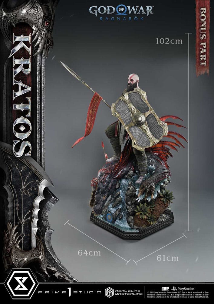 God of War: Ragnarok Real Elite Masterline Series Statue 1/3 Kratos Ultimate Bonus Version 95 cm P054355