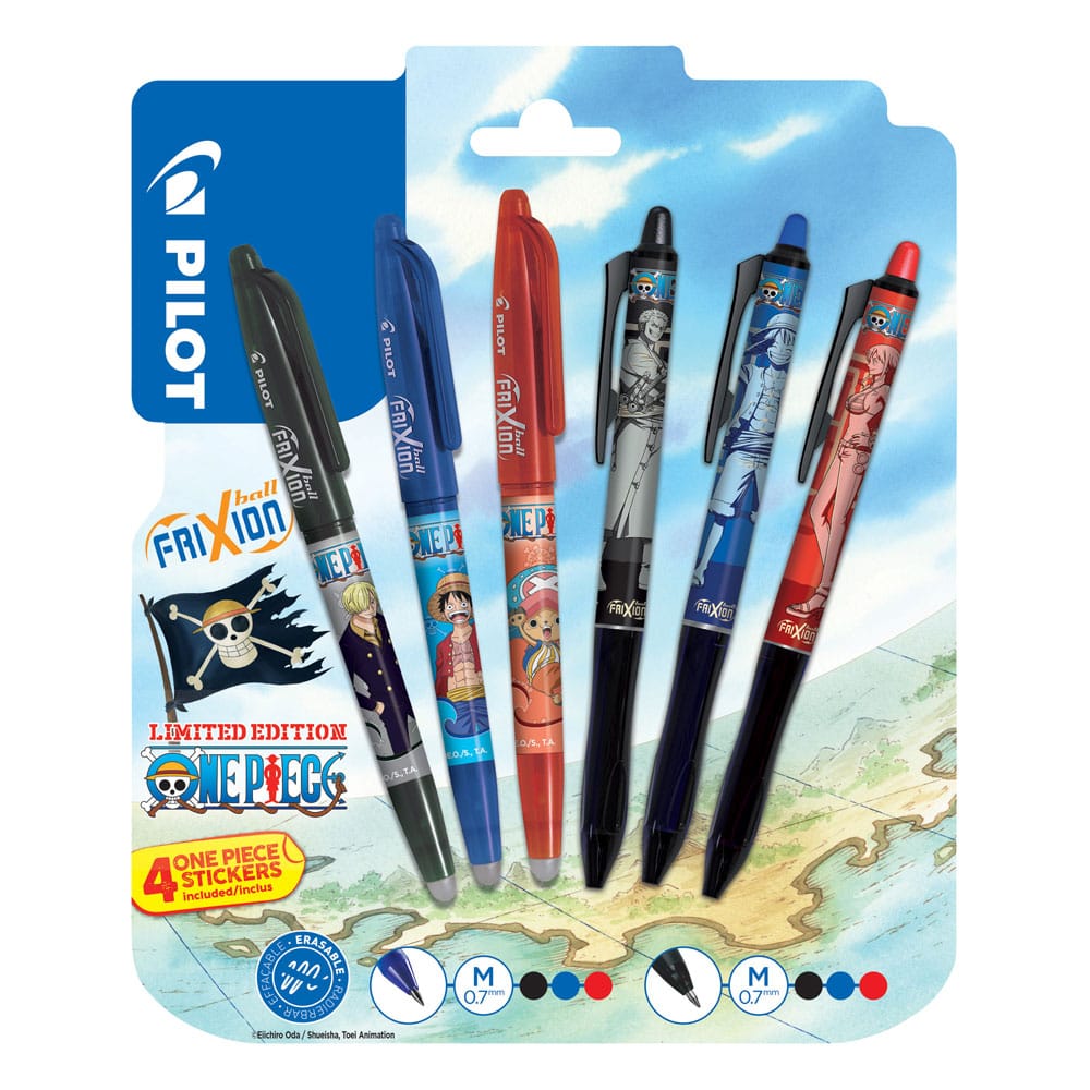 One Piece 6-pack Rollerball pen FriXion Ball & Ball+ Limited Sticker Edition LE 0.7 P055441