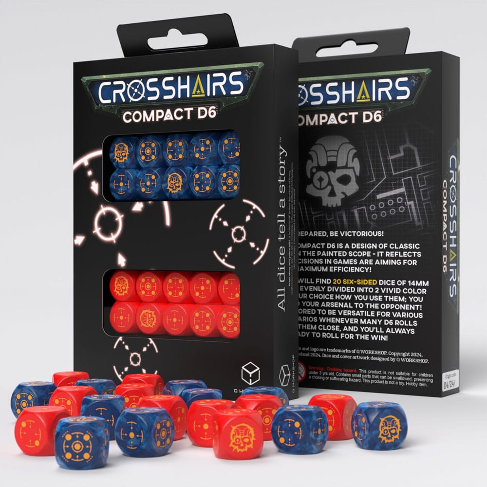 Crosshairs Compact D6 Dice Set Cobalt&Red (20) P056689