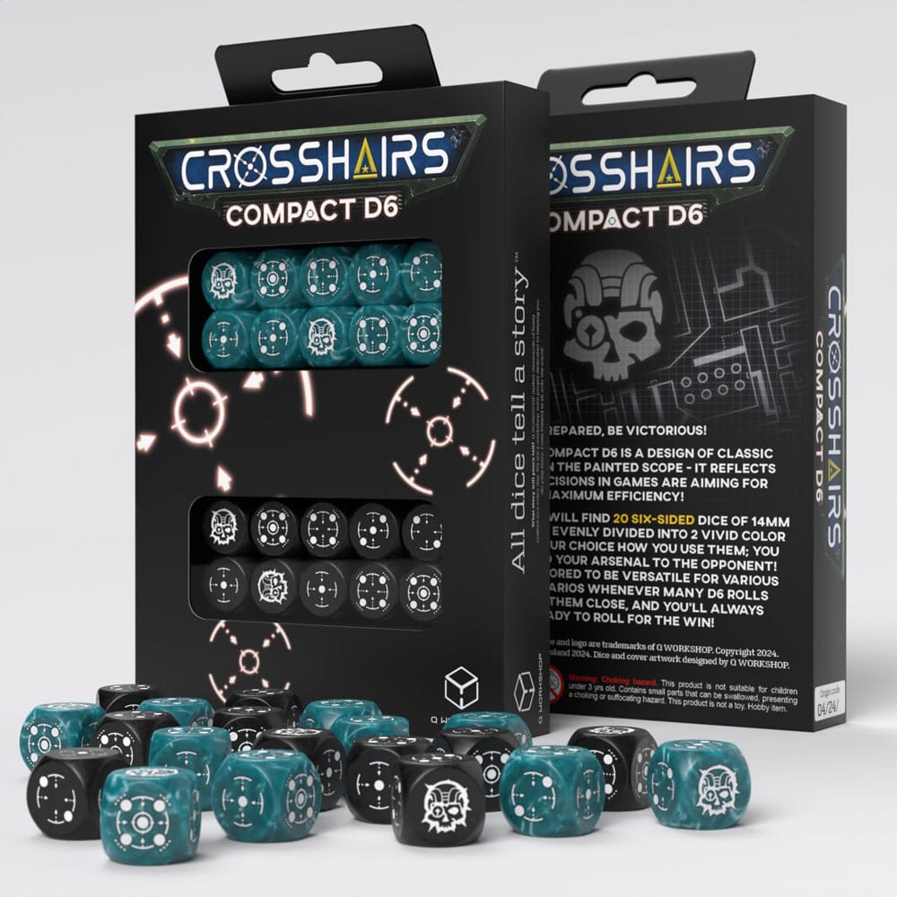Crosshairs Compact D6 Dice Set Stormy&Black (20) P056690
