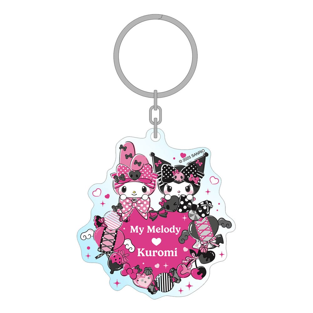 Sanrio Pink Black Party Series Acrylic Keychain My Melody & Kuromi 7 cm P064885