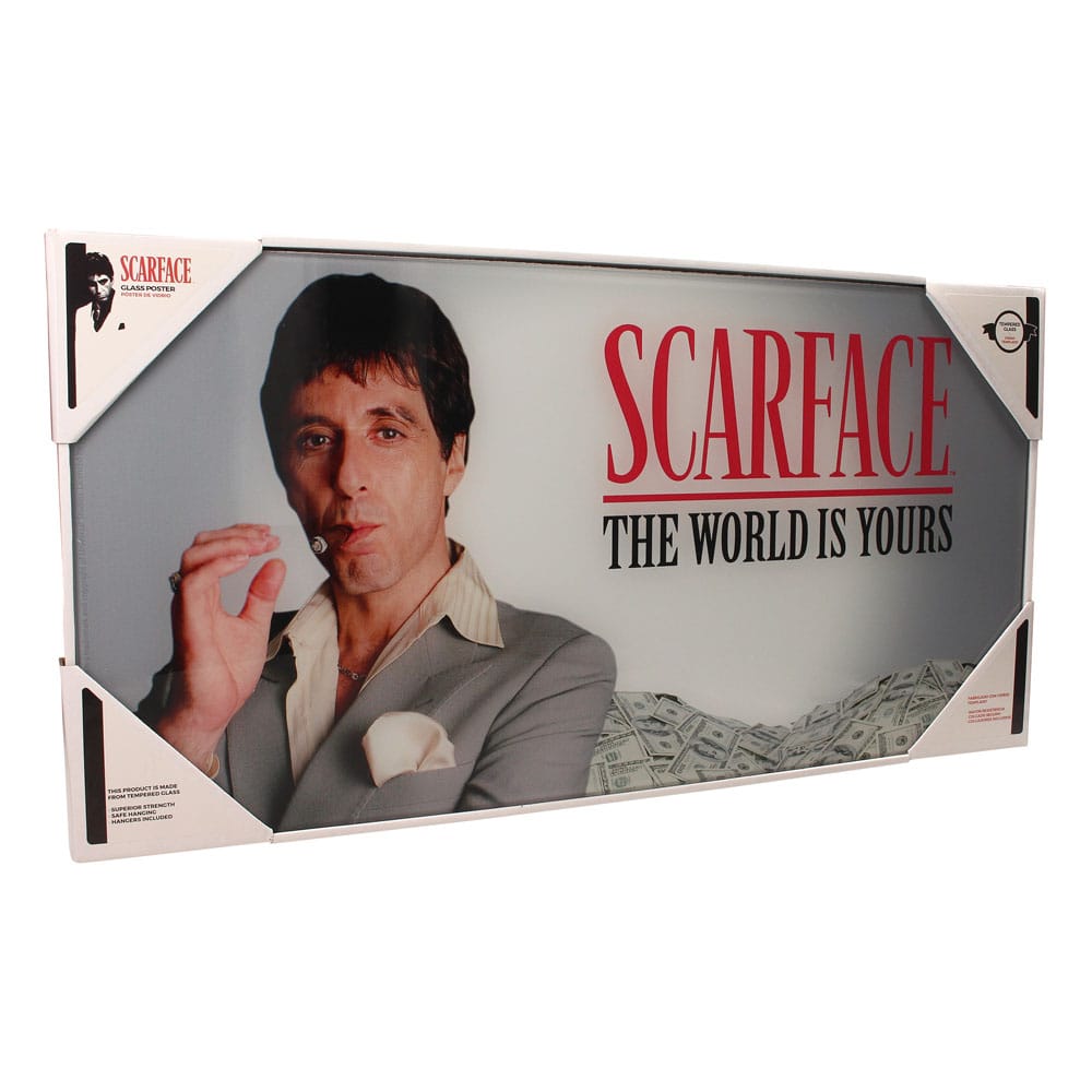 Scarface Glass Poster The World Is Yours (Grey Background) 60 x 30 cm P066644