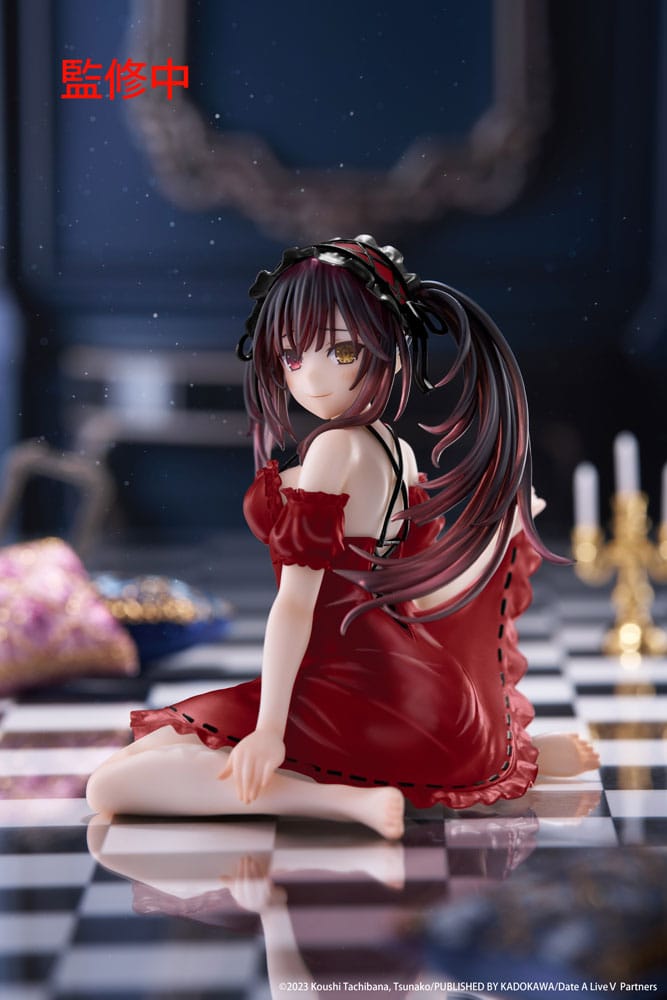 Date A Live V PVC Statue Desktop Cute Figure Kurumi Tokisaki Nightwear Ver. Renewal 13 cm P060425