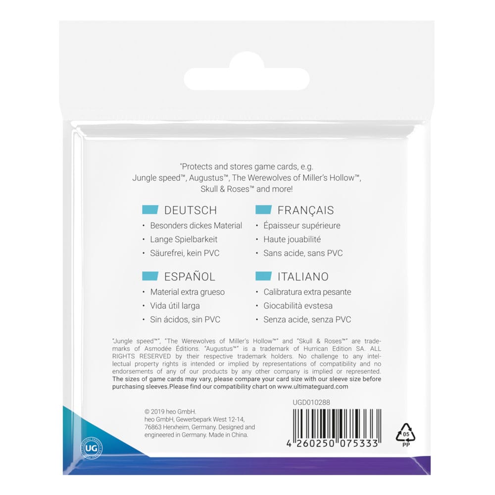 Ultimate Guard Premium Soft Sleeves for Board Game Cards Big Square (50) P061754