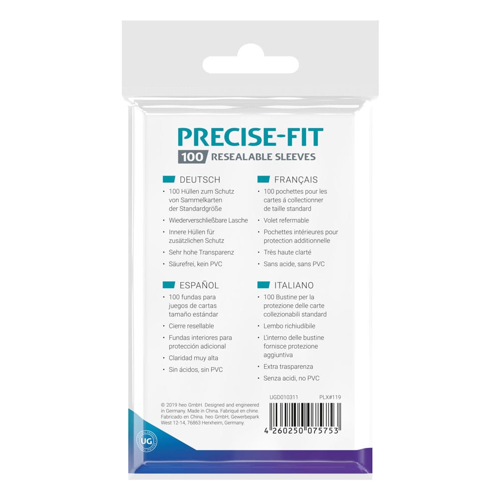 Ultimate Guard Precise-Fit Sleeves Standard Size (100) - Resealable P061762