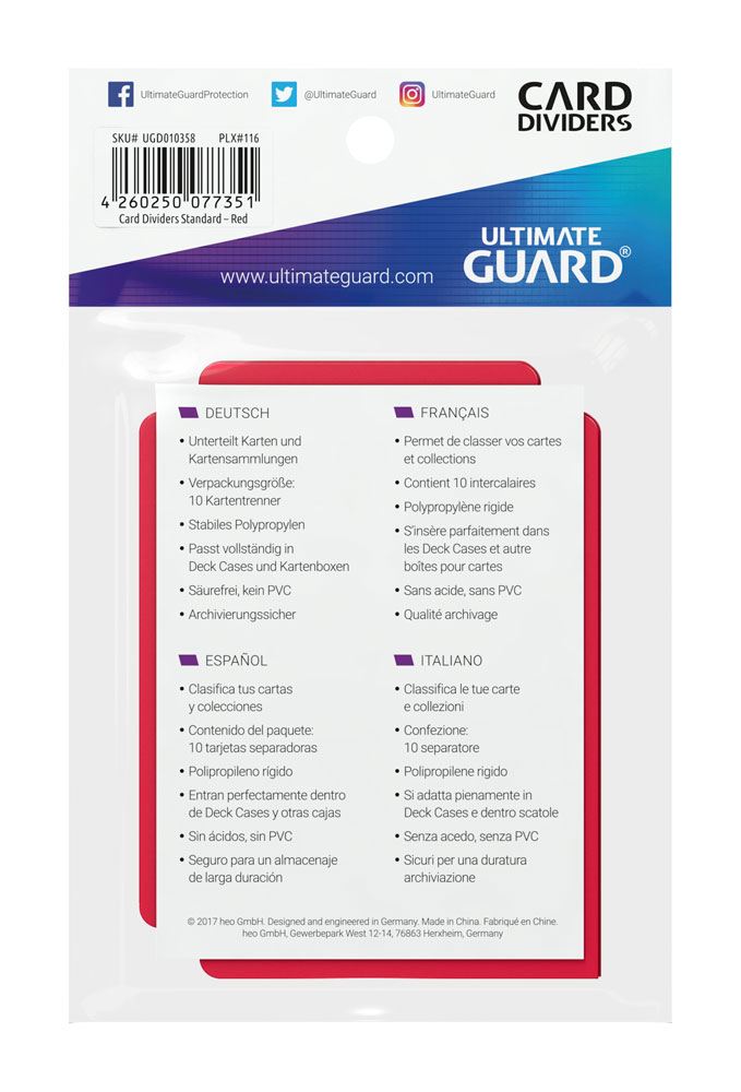 Ultimate Guard Card Dividers Standard Size (10) - Red P061778