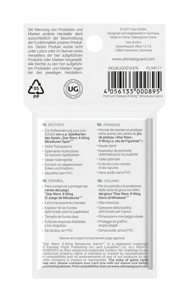 Ultimate Guard Board Game Sleeves (50) - X-Wing Miniatures Game P061816