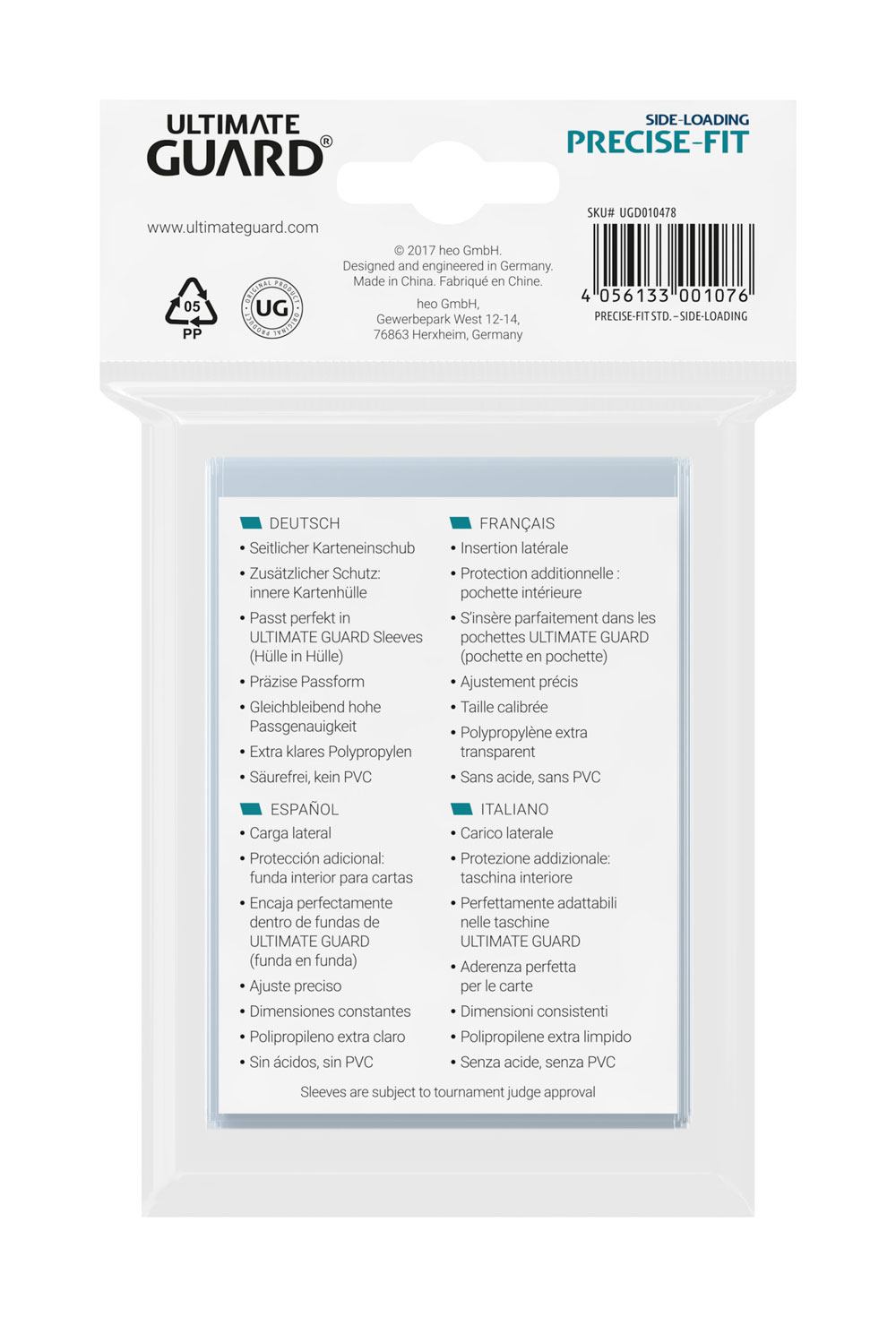Ultimate Guard Precise-Fit Sleeves Standard Size (100) - Side-Loading P061817