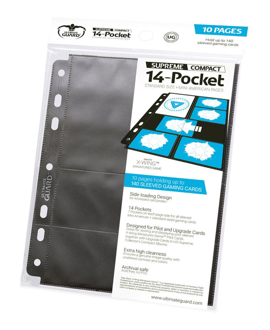 Ultimate Guard 14-Pocket Supreme Compact Pages Standard + Mini American (10) - Black P061822
