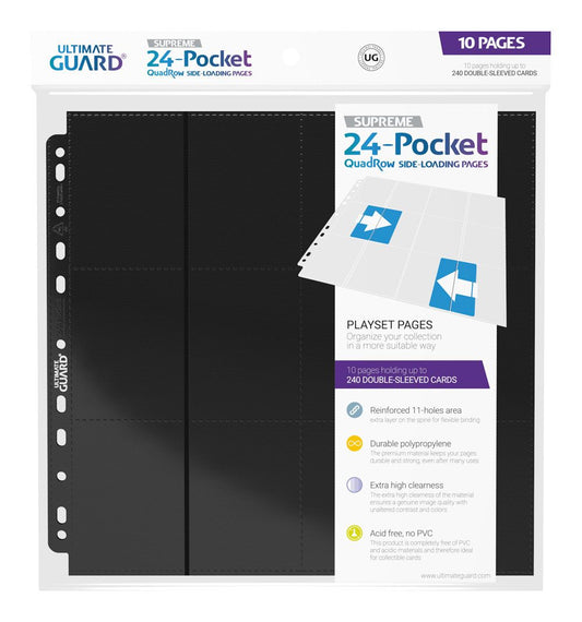 Ultimate Guard 24-Pocket QuadRow Pages Side-Loading (10) - Black P061850
