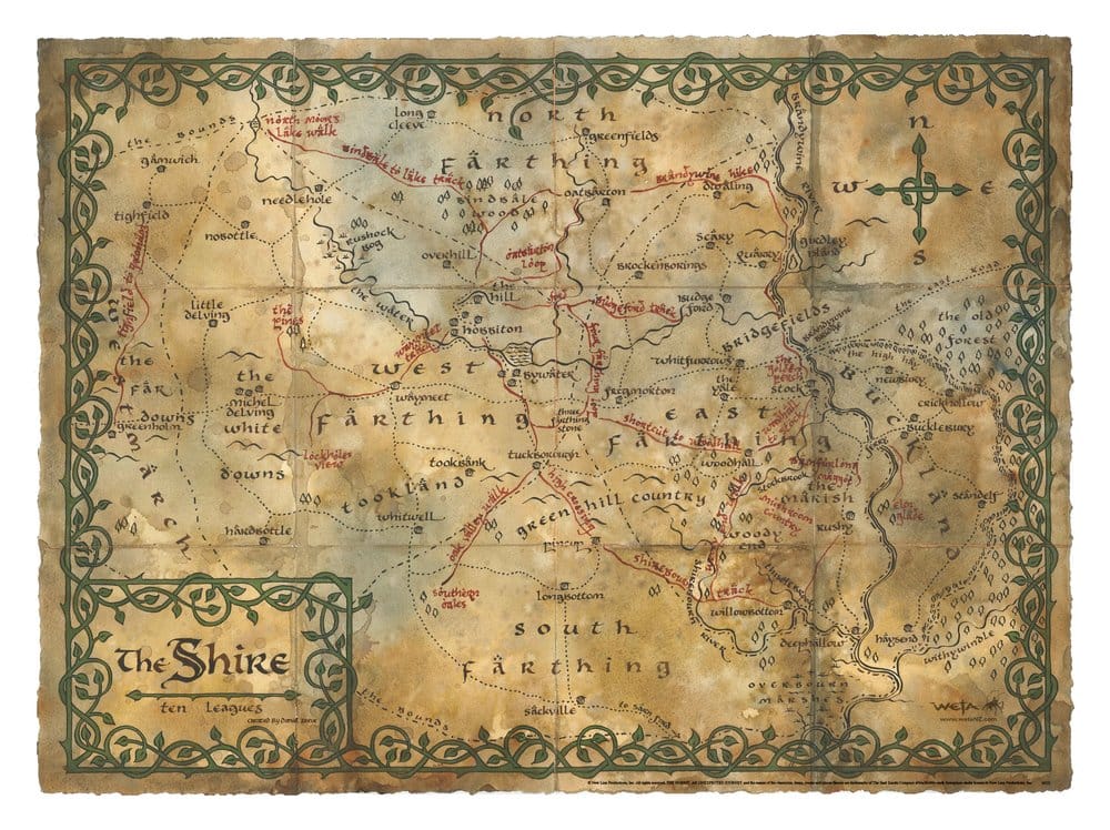 The Hobbit Art Print Map of the Shire 74 x 54 cm P072797