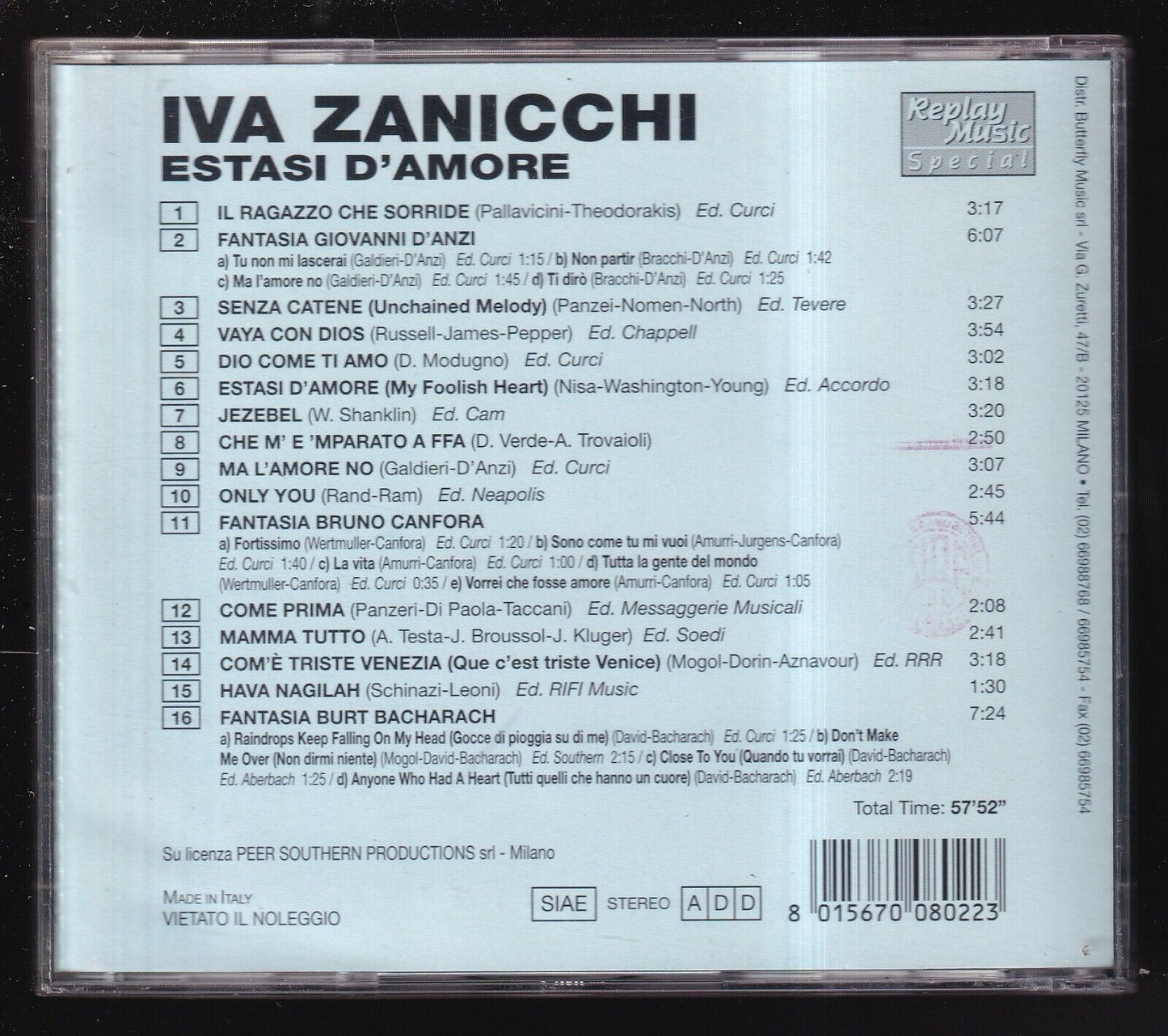 EBOND Iva Zanicchi - Estasi D'amore CD CD029026
