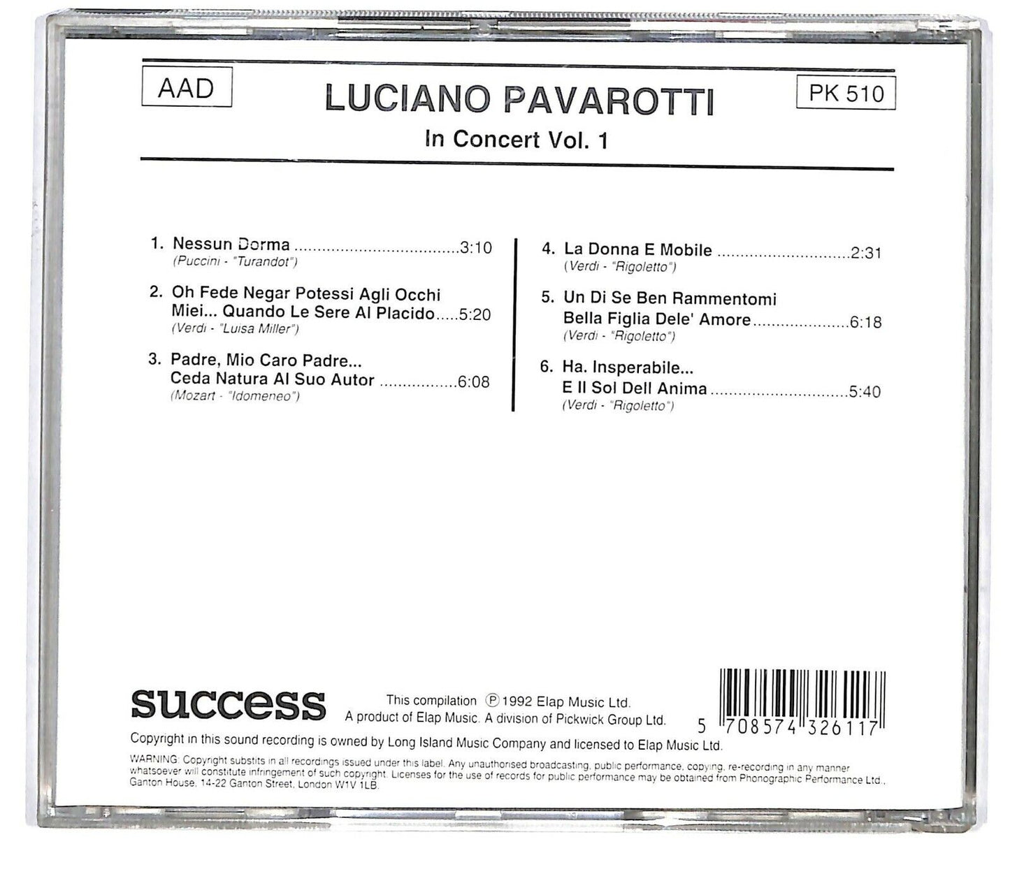 EBOND Luciano Pavarotti - In Concert Vol. 1 CD CD033332
