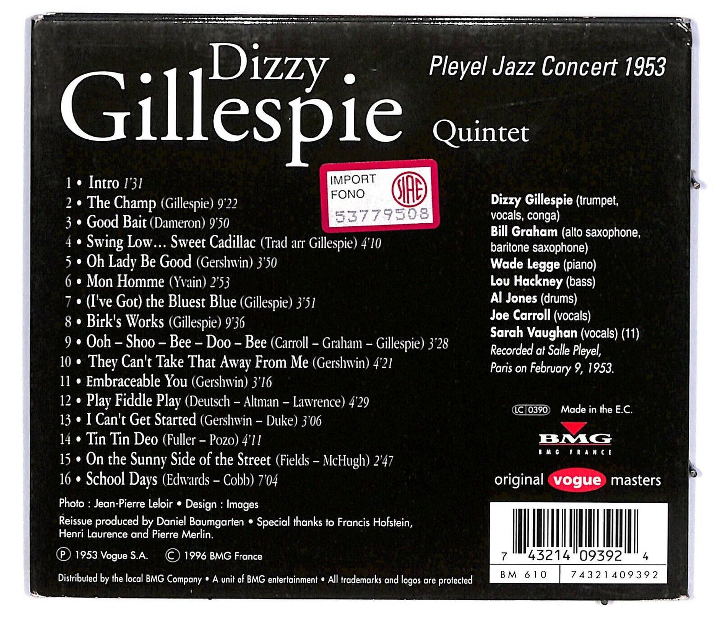 EBOND Dizzy Gillespie Quintet - Pleyel Jazz Concert 1953 CD CD032824