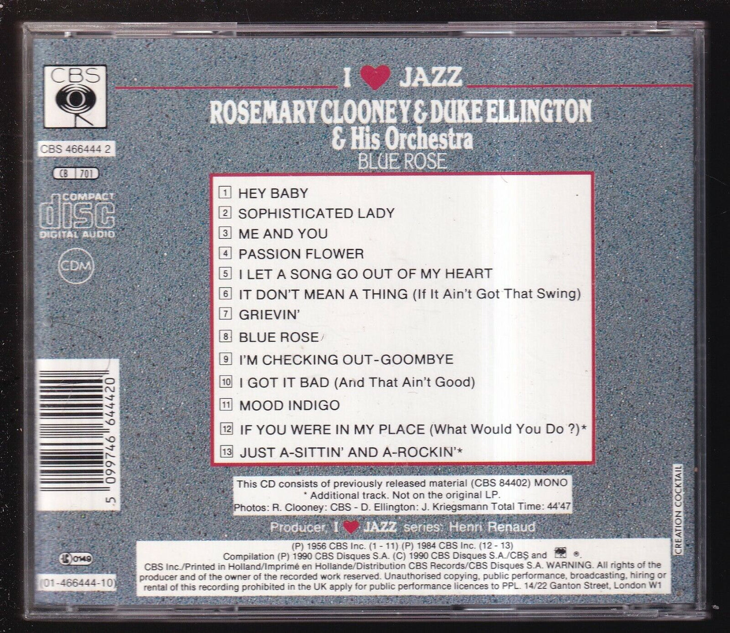 EBOND Rosemary Clooney Duke Ellington And His Orchestra - Blue Rose CD CD030509