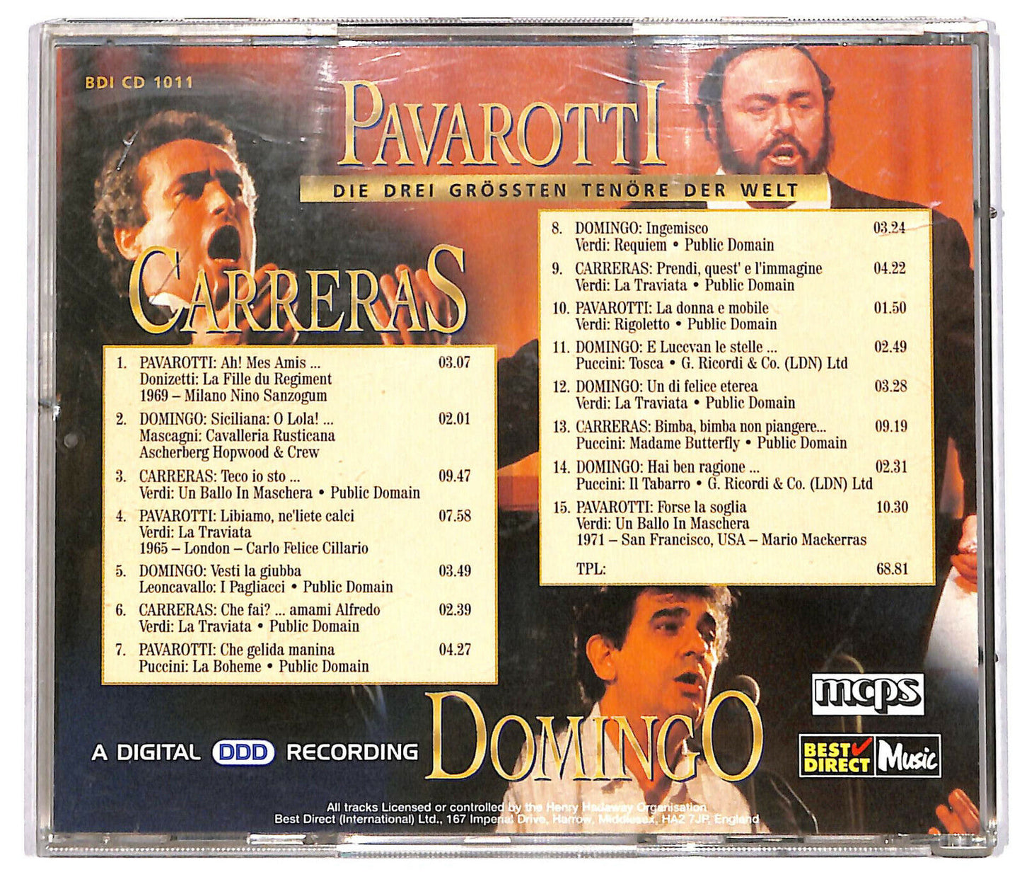 EBOND Pavarotti Carreras Domingo - Die Drei Grossten Tenore Der Wel CD CD034706