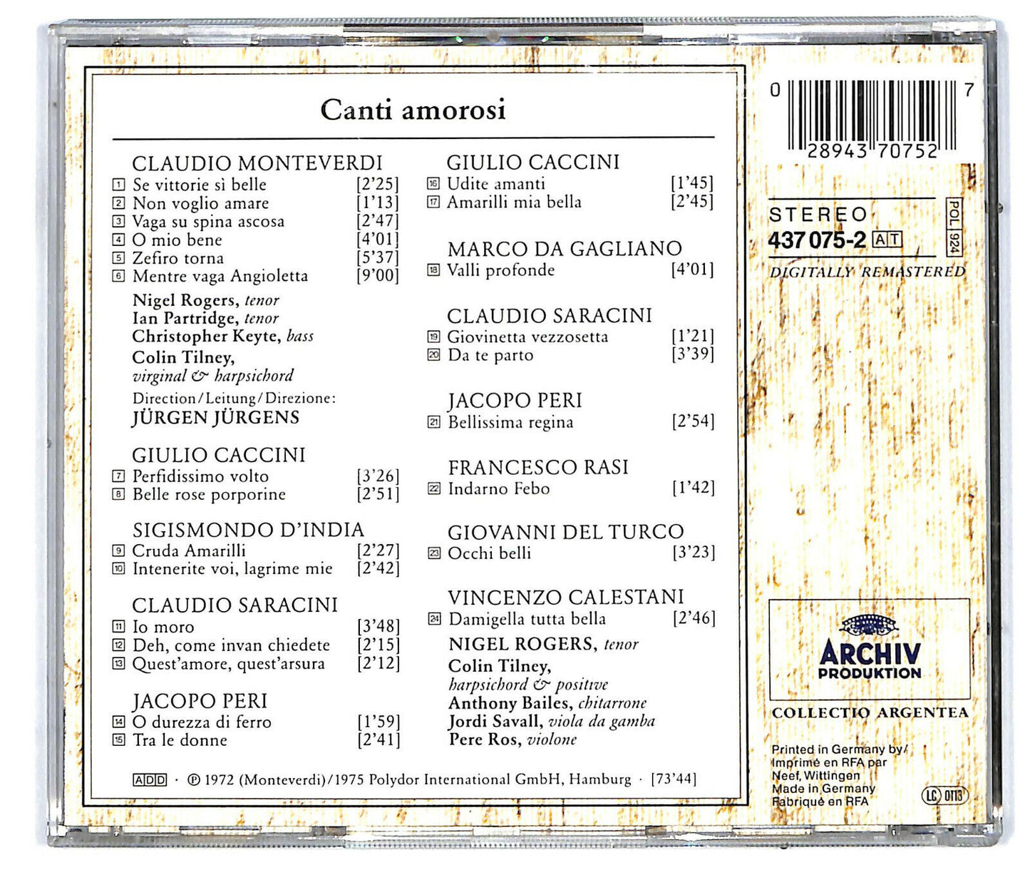 EBOND Monteverdi ∙ Caccini ∙ Peri: Canti Amorosi CD CD031436