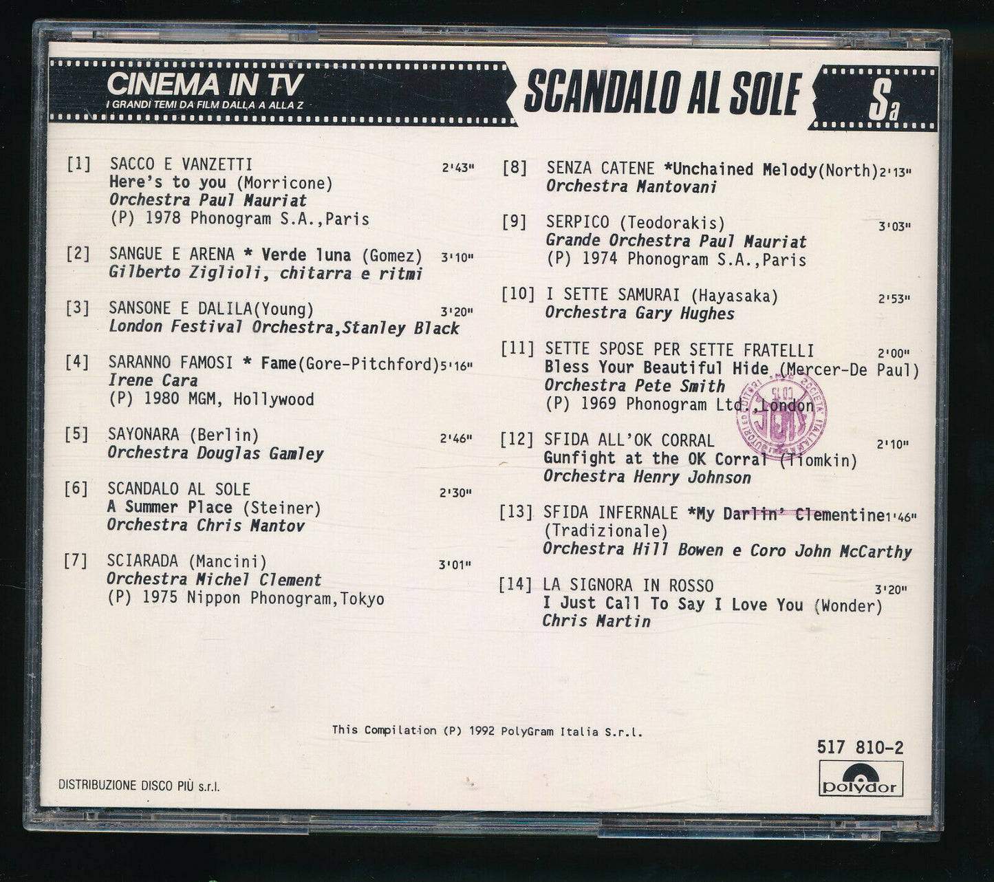 EBOND Cinema In Tv Vol. 12 Scandalo Al Sole CD CD029827
