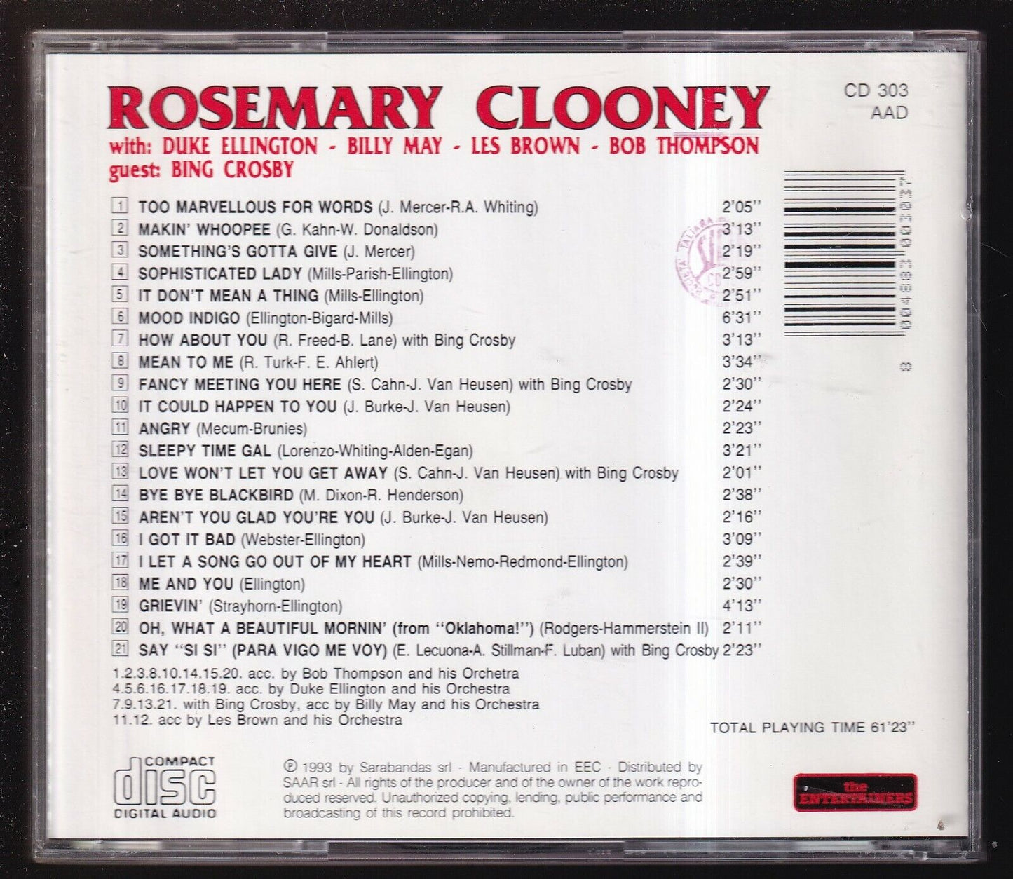 EBOND Rosemary Clooney - Rosemary Clooney CD CD031106