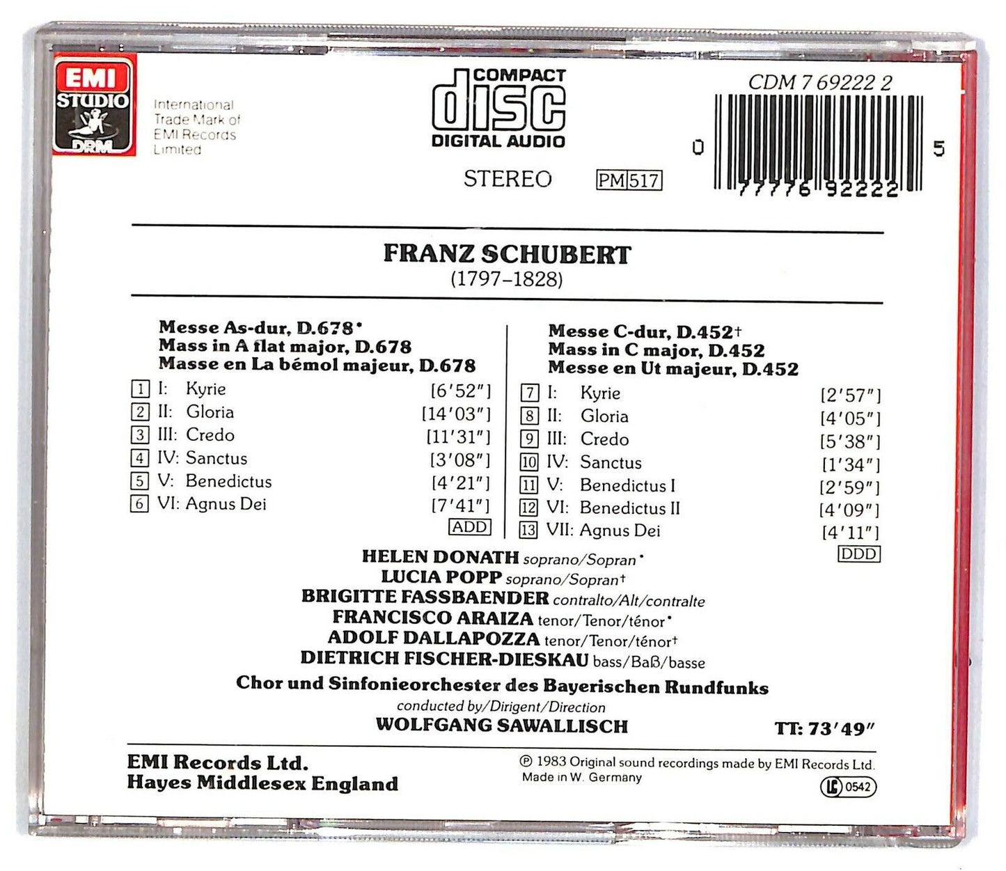 EBOND Schubert: Masses In a Flat & C Sawallisch CD CD031919