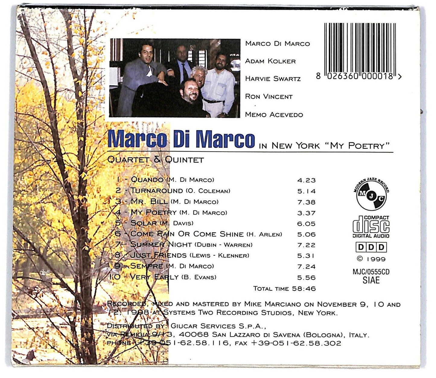 EBOND Marco Di Marco - In New York ''my Poetry'' Slipcase CD CD031545