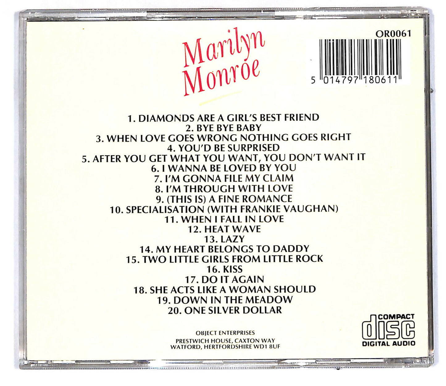 EBOND Marilyn Monroe - Diamonds Are A Girl's Best Friend CD CD033127