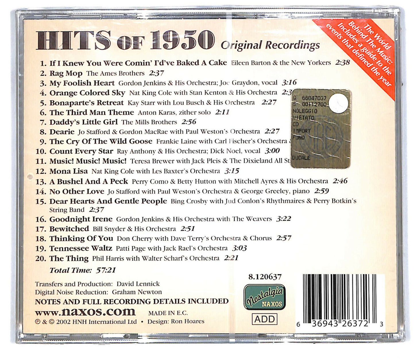 EBOND Various - Hits Of 1950 CD CD032707