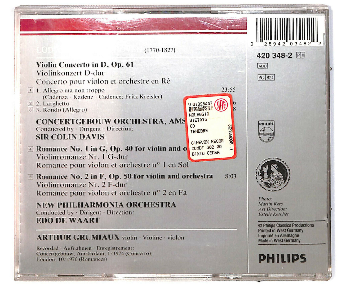 EBOND Beethoven - Violin Concerto Violin Romances Nos. 1 & 2 CD CD031612