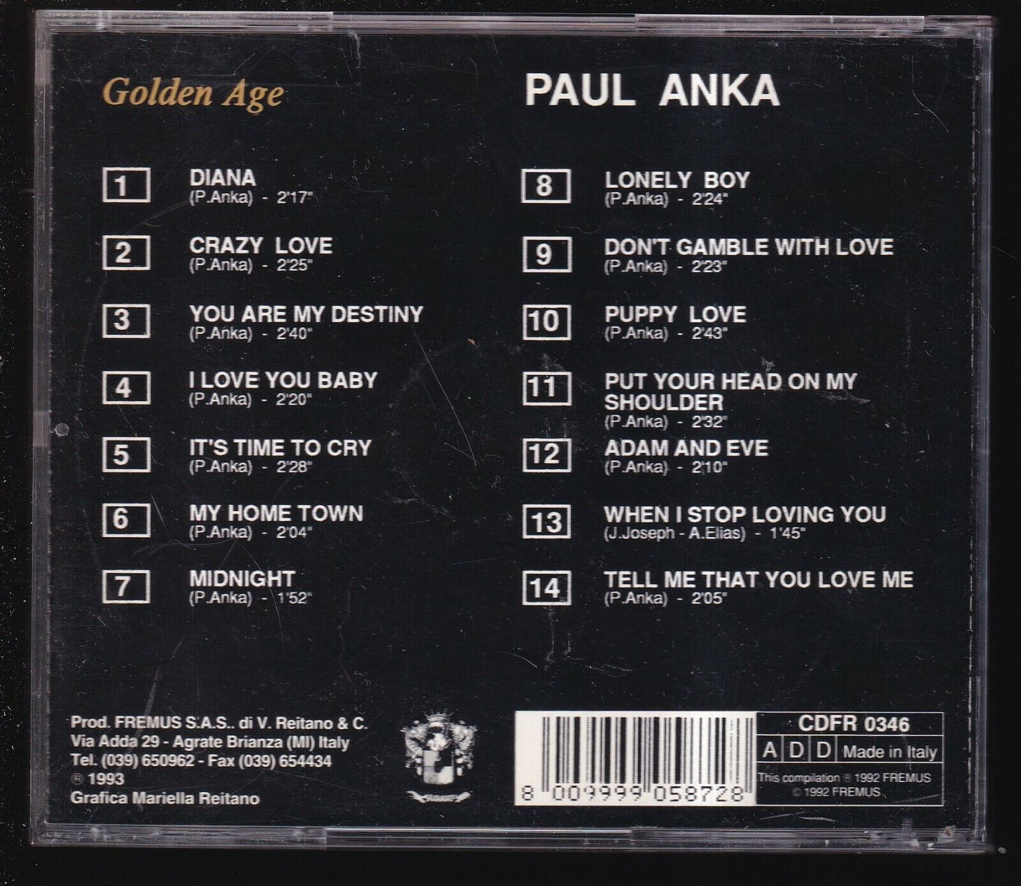 EBOND Paul Anka - Golden Age Original Recordingsfr 0346 CD CD030902