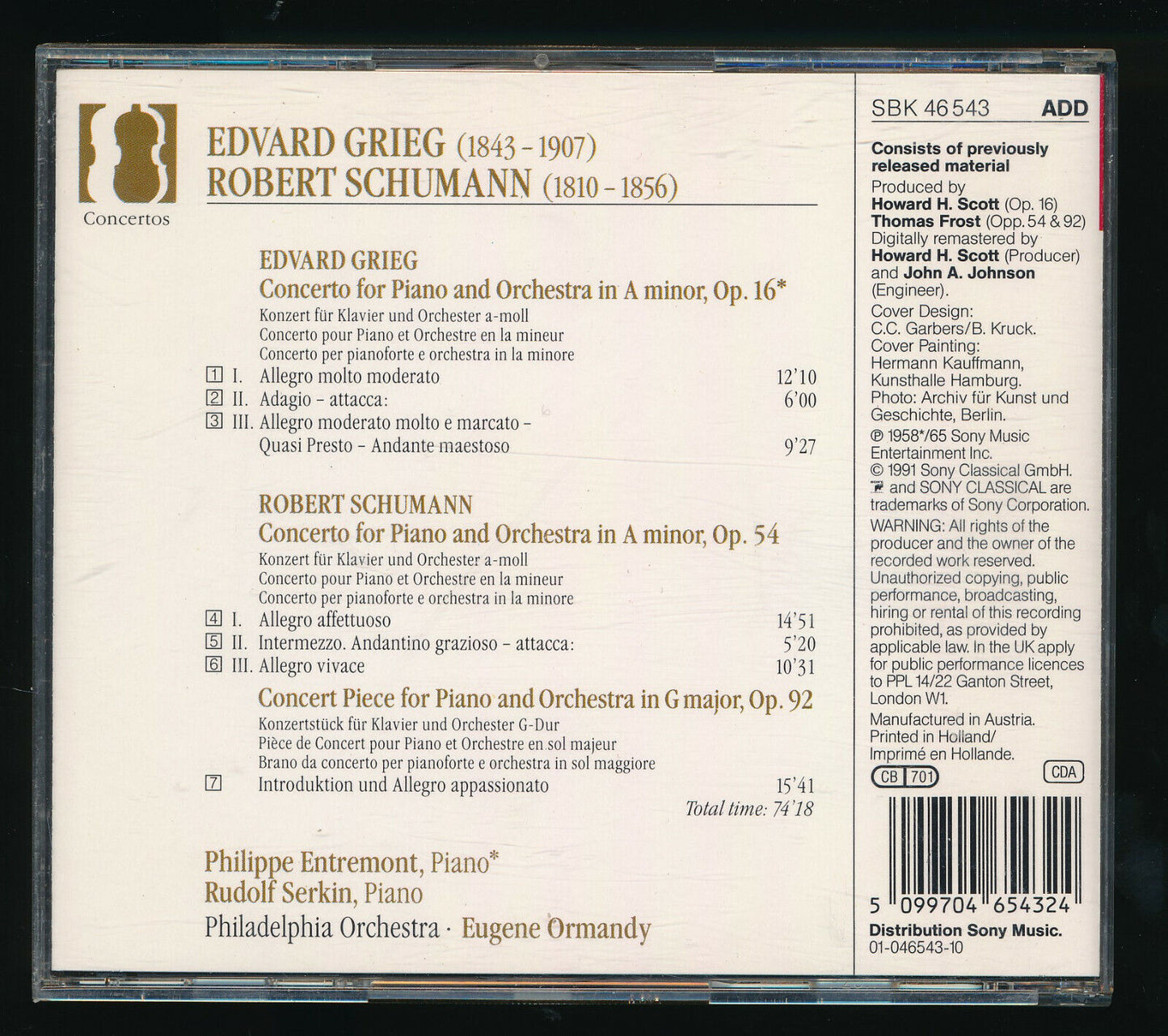 EBOND Grieg - Piano Concerto / Piano Concerto / Konzertstuck, Op. 92 CD CD029432