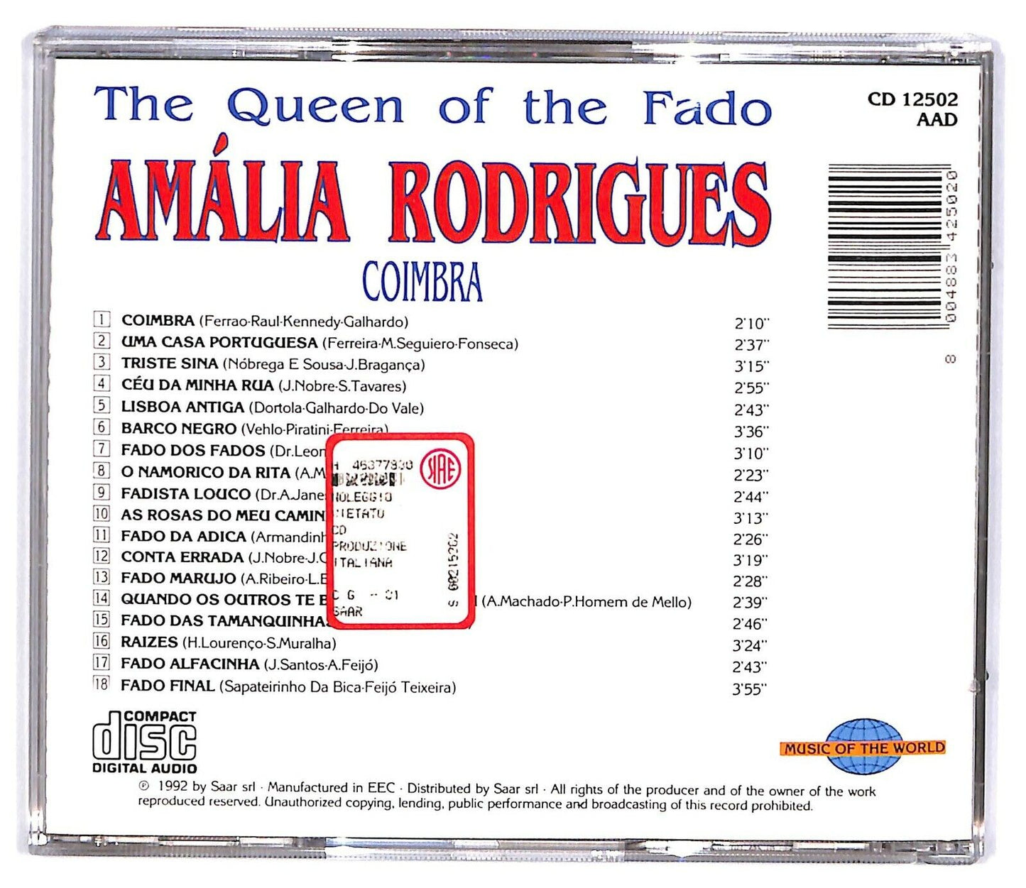 EBOND Amalia Rodrigues - The Queen Of The Fado - Coimbra CD CD032625