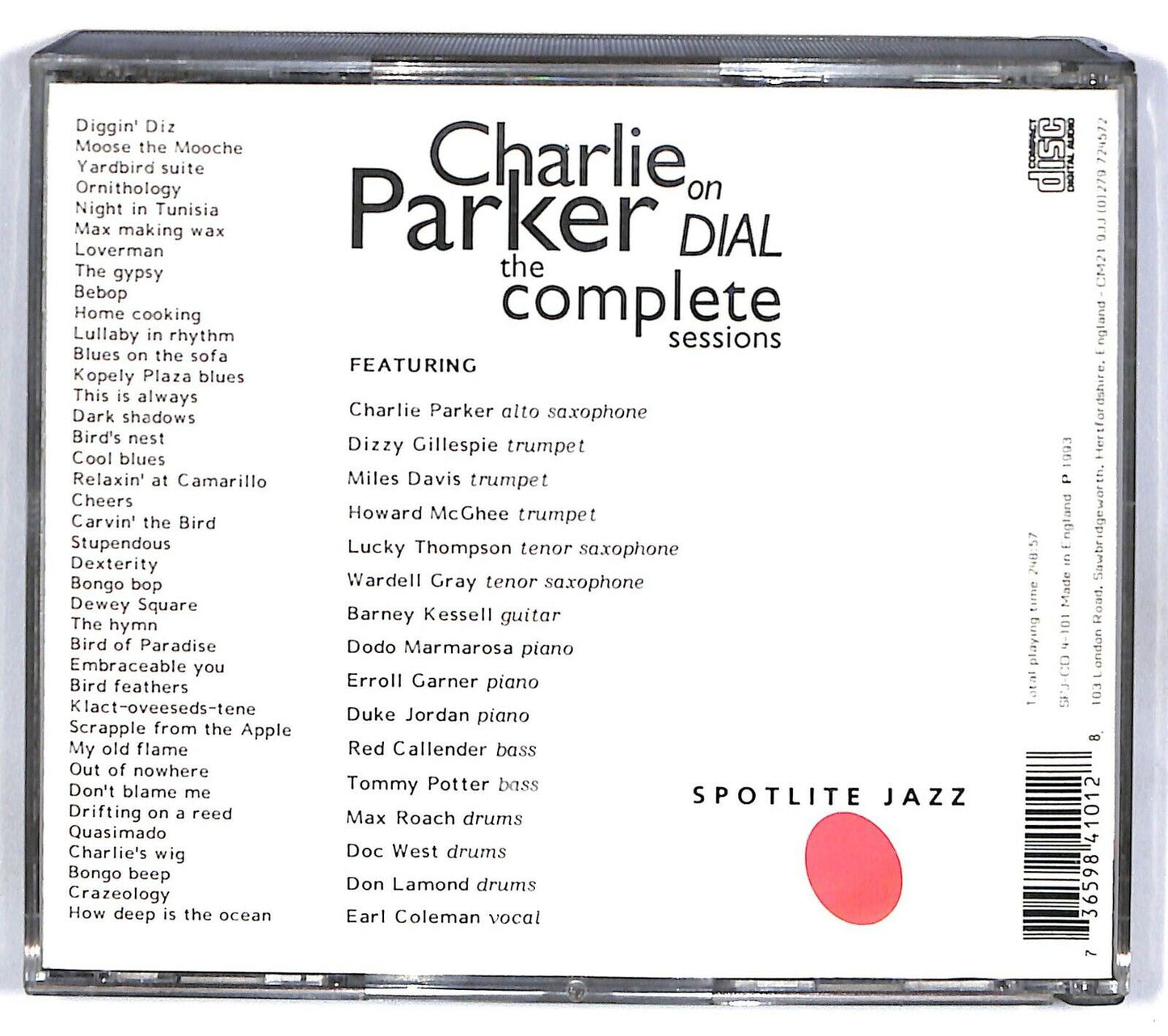 EBOND Charlie Parker - Charlie Parker On Dial The Complete Sessions CD CD031743