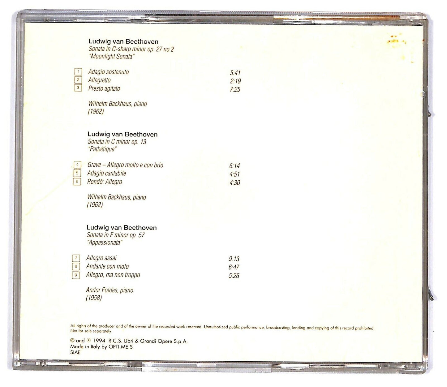 EBOND Backhaus, Foldes - I Grandi Maestri Del Pianoforte #3Editoria CD CD031312