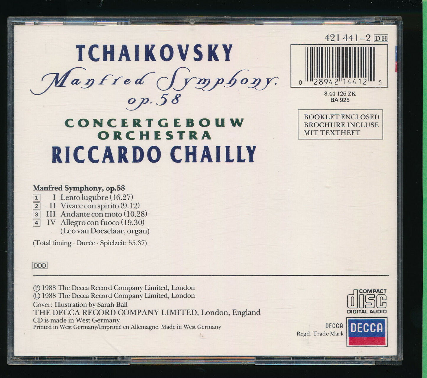 EBOND Tchaikovsky* - Concertgebouw Orchestra*, Riccardo Chai CD CD029417