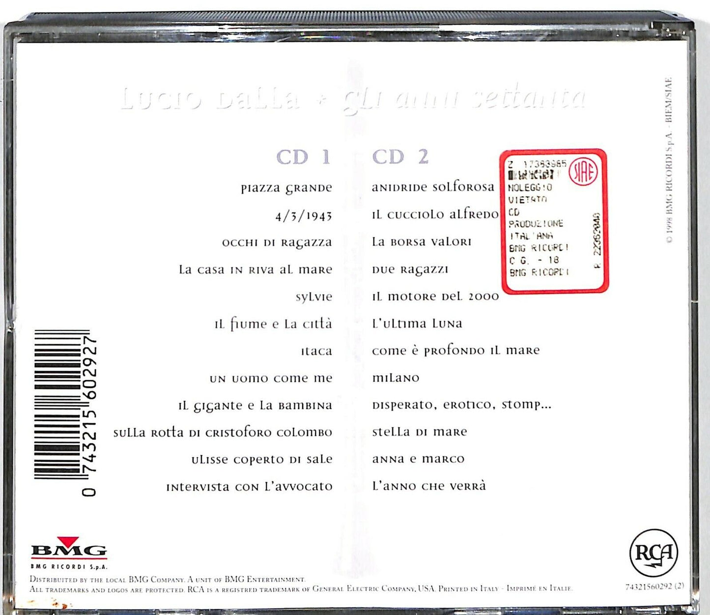 EBOND Lucio Dalla - Gli Anni Settanta CD CD034049