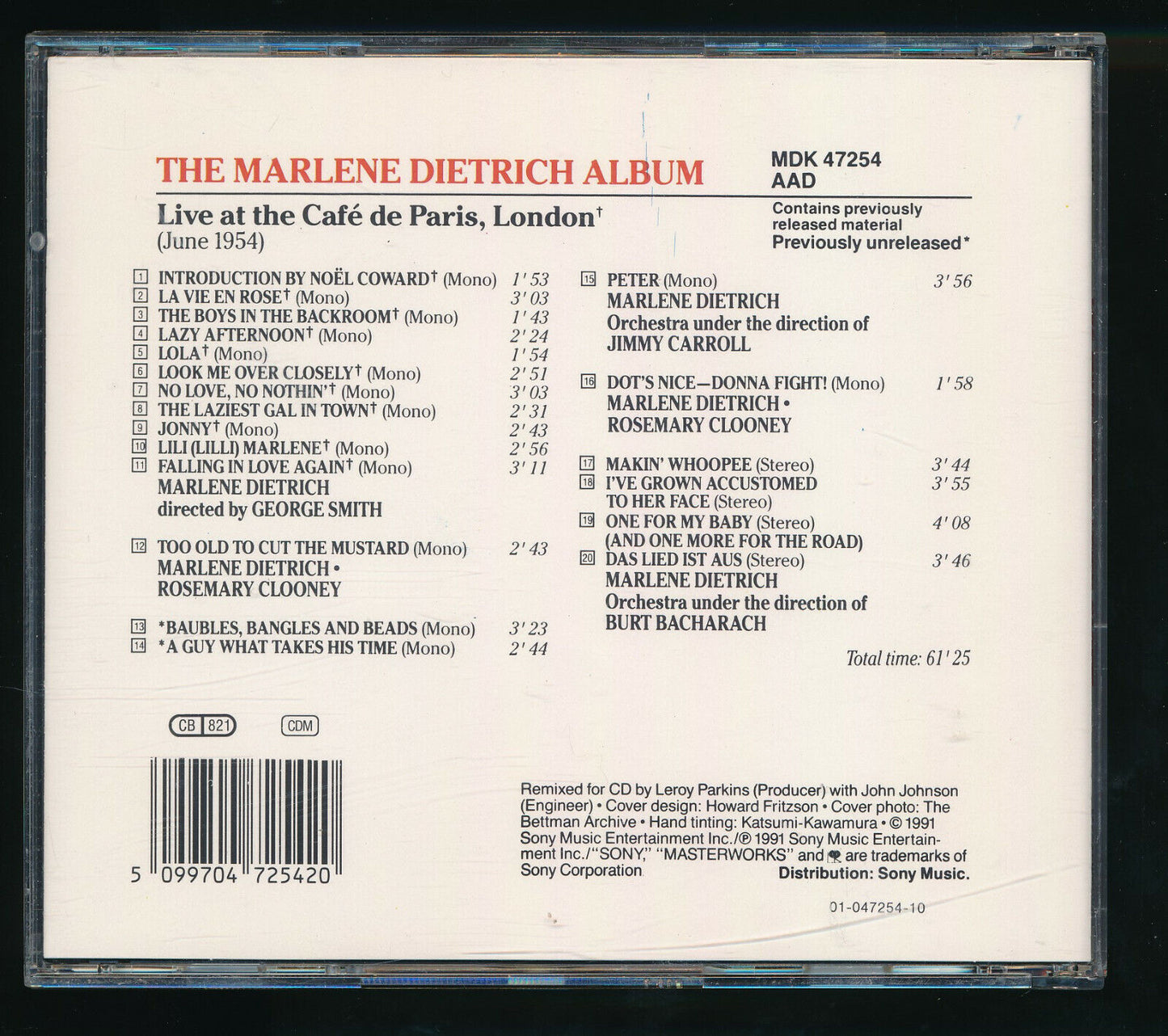 EBOND Marlene Dietrich - Live At The Cafe De Paris CD CD029909