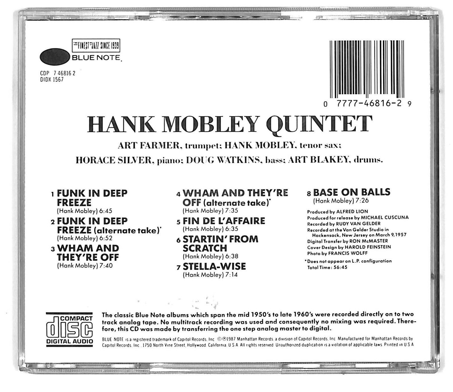EBOND Hank Mobley - The Hank Mobley Quintet CD CD031659