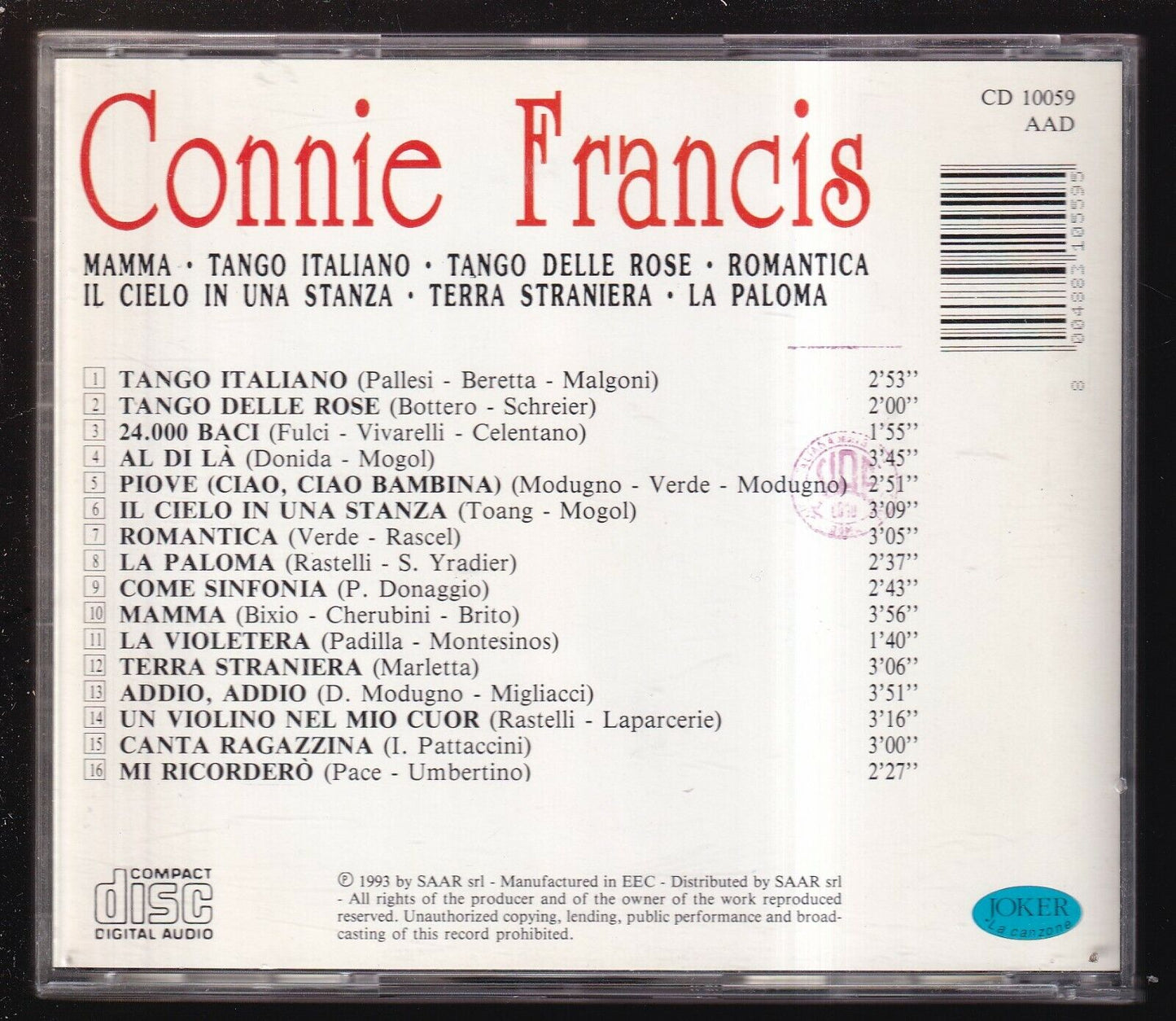EBOND Connie Francis - Connie Francis CD CD030511