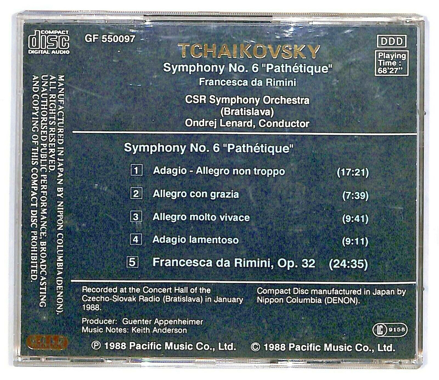 EBOND Tchaikovsky Symphony Symphony No 6 - Francesca Da Rimini CD CD032448