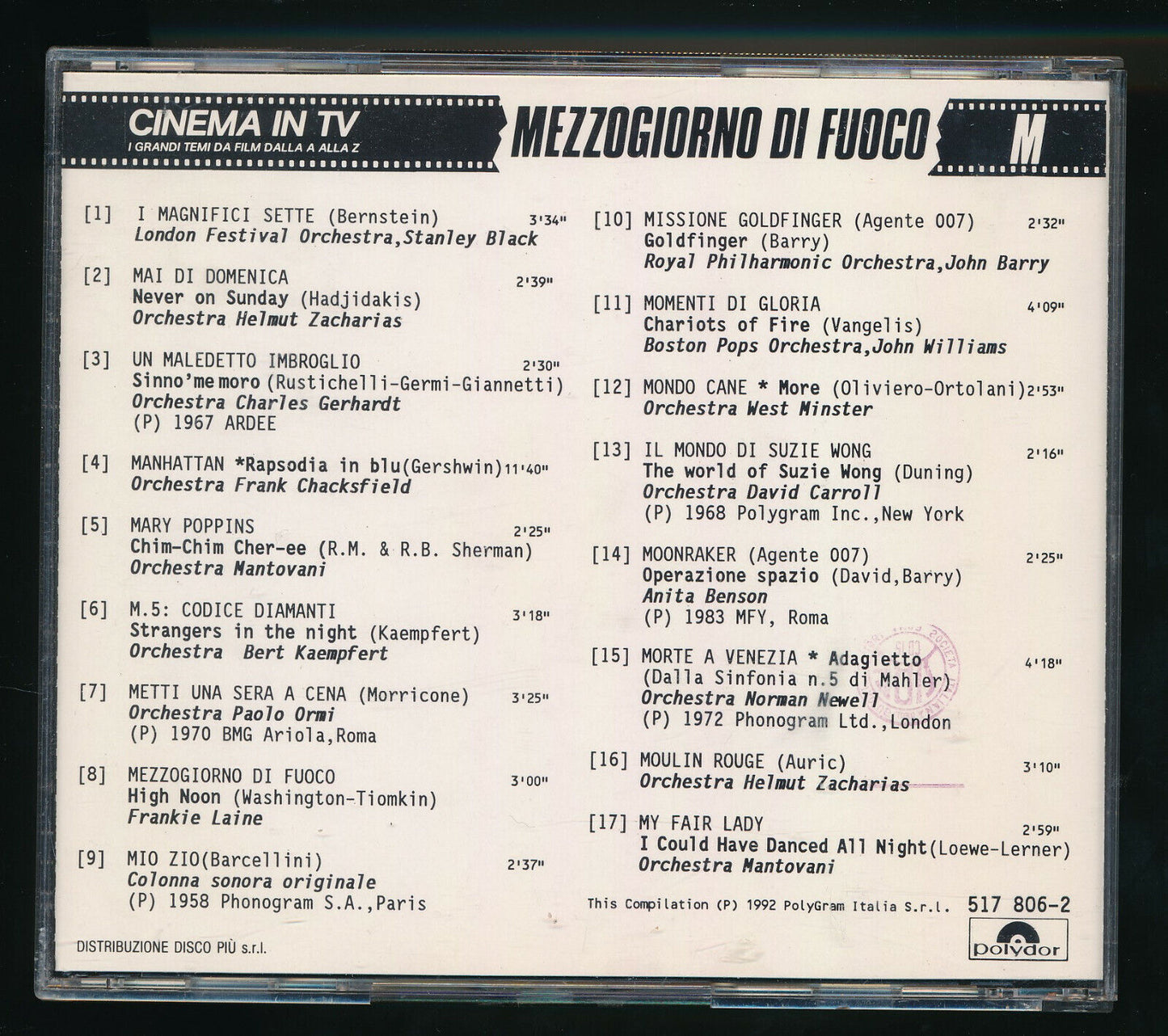 EBOND Cinema In Tv Vol.8 Mezzogiorno Di Fuoco CD CD029831