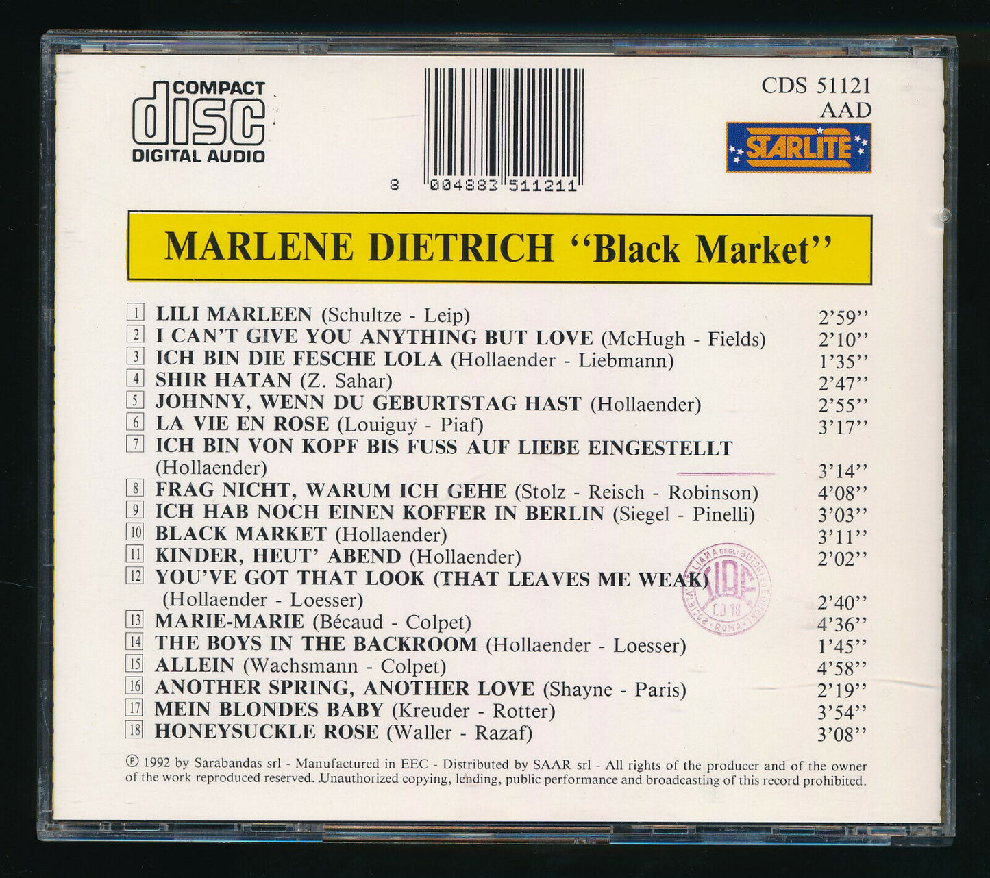 EBOND Marlene Dietrich - Black Market CD CD029908