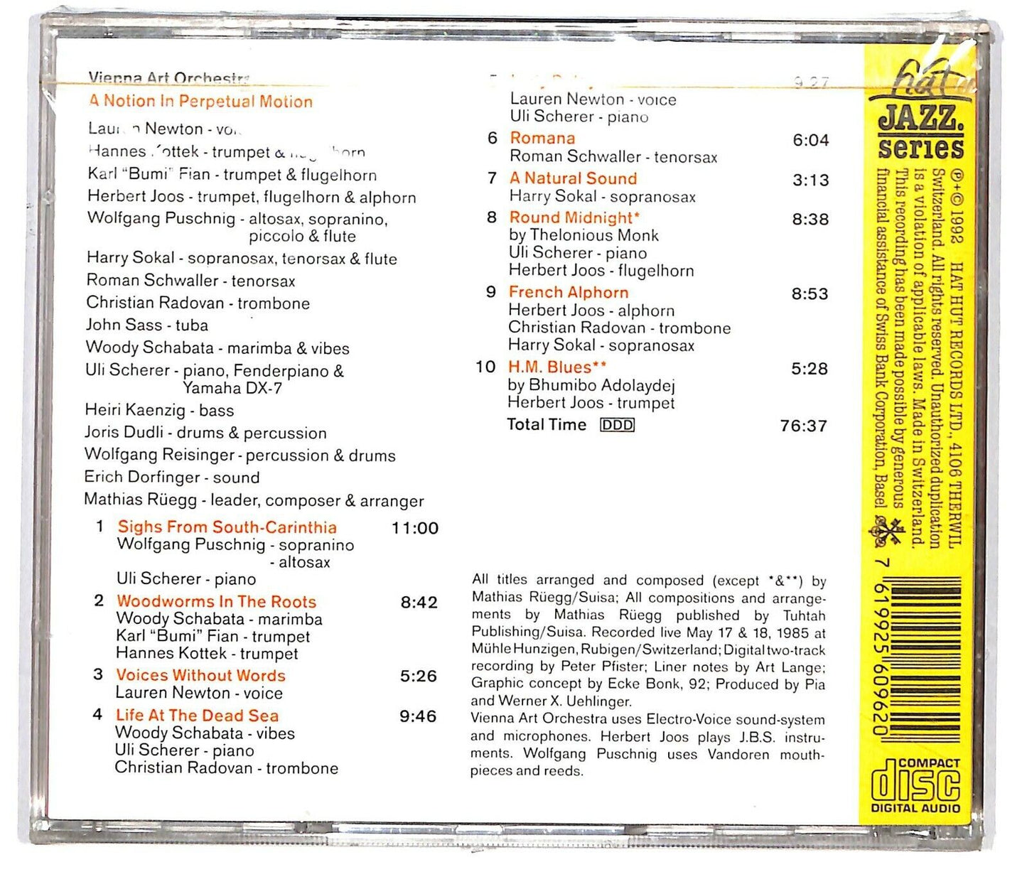 EBOND Vienna Art Orchestra - A Notion In Perpetual Motion CD CD033349